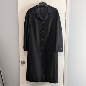 C & A Golden Gate; Long Black Wool Button Dress Trench Coat w Tie Belt; Size L